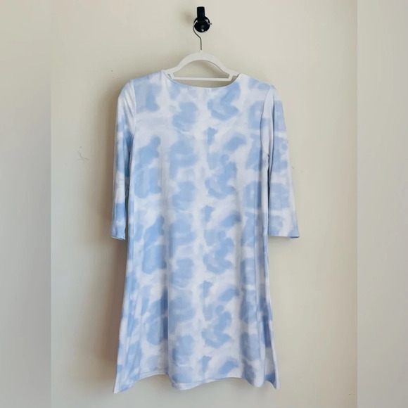 Pink Rose Dress - Blue Hydra Tie Die - 3/4 Sleeves in a Size L - Picture 6 of 13